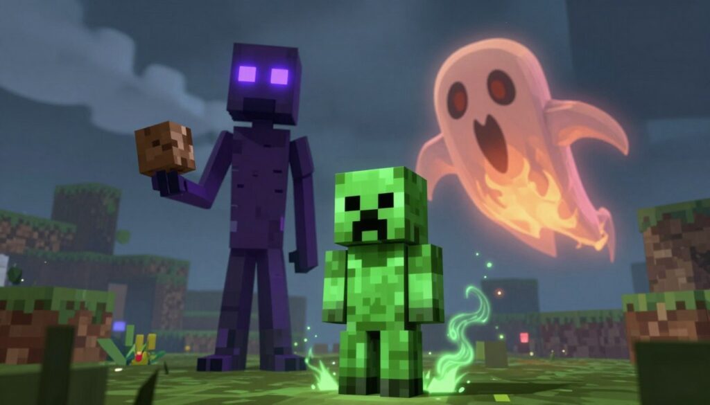 curiosidades sobre monstros Creeper Endermen Ghasts